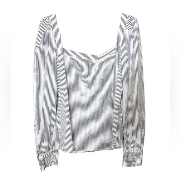 Veronica Beard Frankie Pinstripe Button Down Square Neck Top - Picture 3 of 11